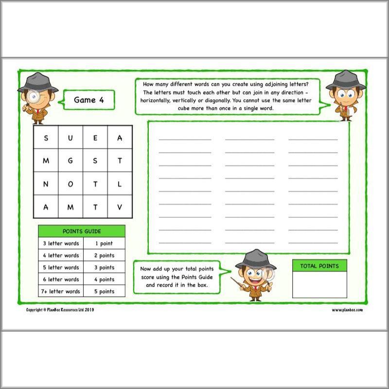 PlanBee Lower KS2 English Home Learning Activities for Year 3 & Year 4