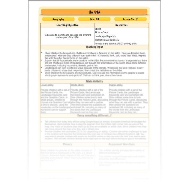 PlanBee The USA: KS2 Geography scheme of work for Year 3 & Year 4