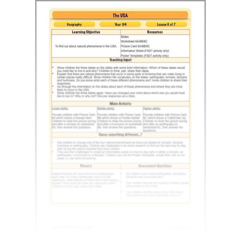 PlanBee The USA: KS2 Geography scheme of work for Year 3 & Year 4