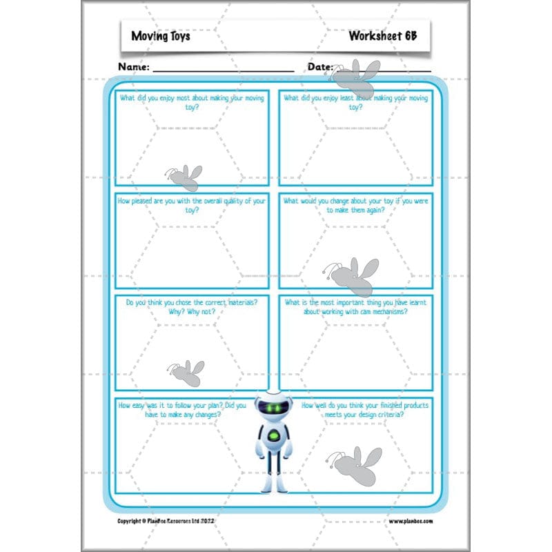 PlanBee Moving Toys KS2 DT Lessons for Year 5 | Cam Mechanisms