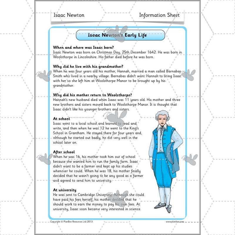 PlanBee Isaac Newton for children – KS1 History lessons