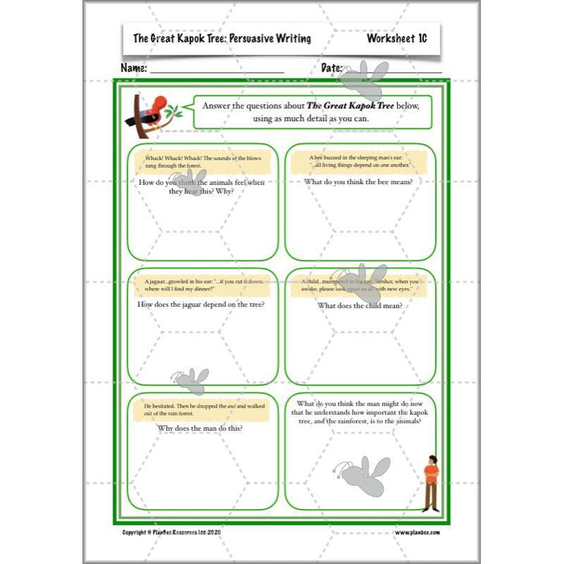PlanBee The Great Kapok Tree Planning | Persuasive Writing Year 4
