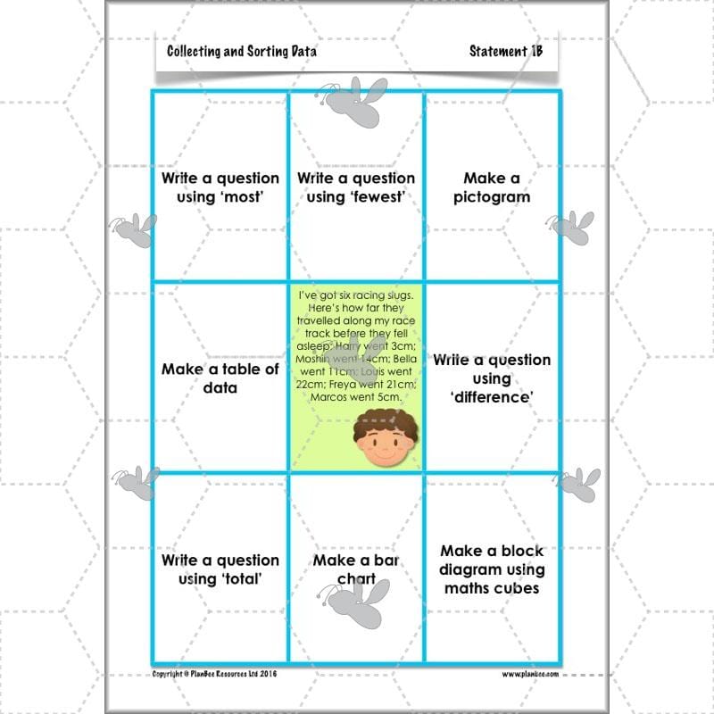 PlanBee Collecting and Sorting Data Year 3 Statistics by PlanBee