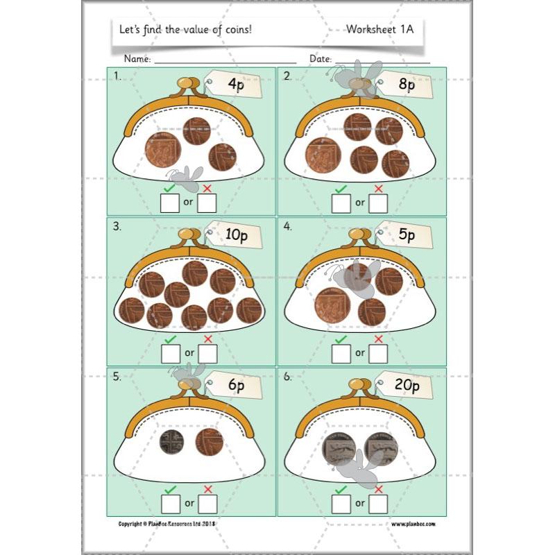 PlanBee Let’s find the value of coins - KS1 fun maths money lesson plans