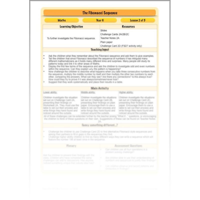 PlanBee The Fibonacci Sequence: KS2 Maths lesson planning