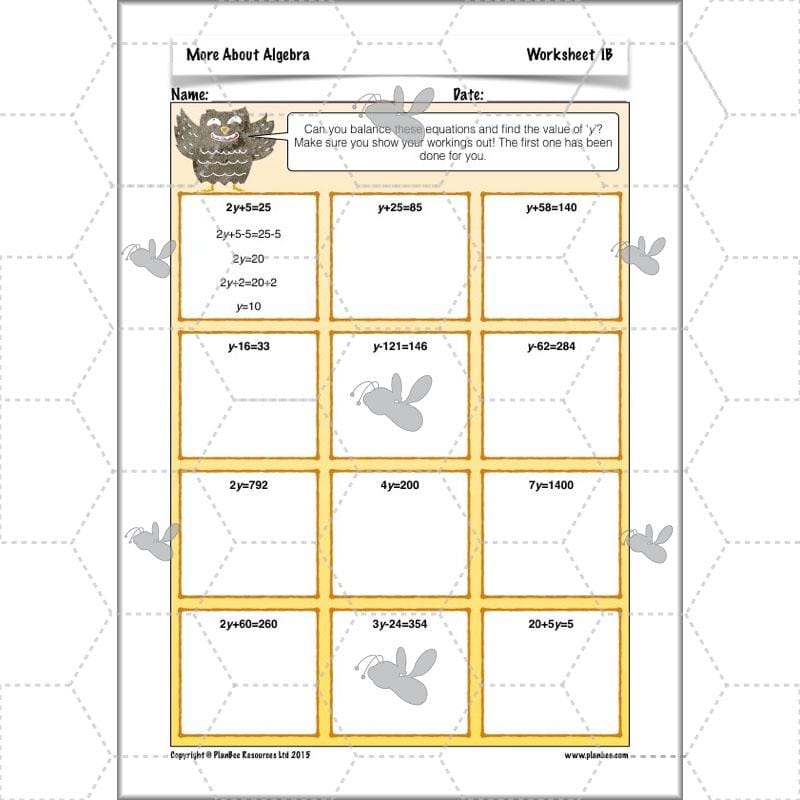 PlanBee More About Algebra: Year 6 algebra worksheets