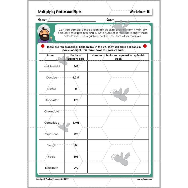 PlanBee Multiplying Doubles & Digits - Complete Year 4 Maths Plans & Resources