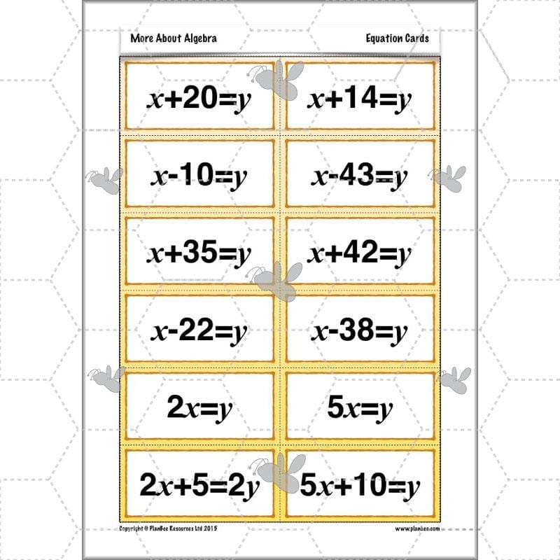 PlanBee More About Algebra: Year 6 algebra worksheets