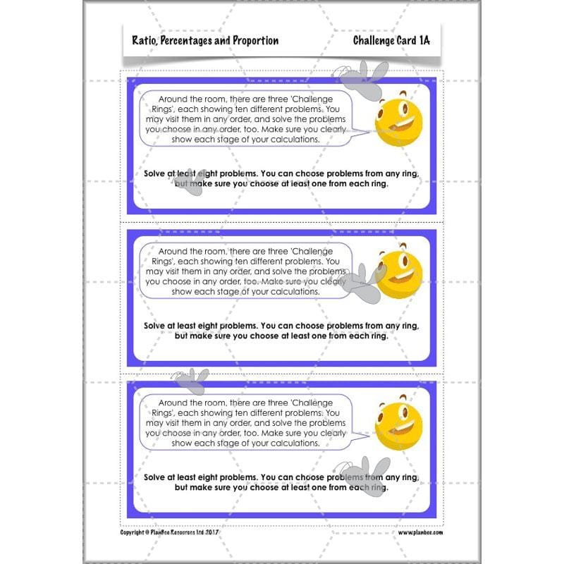PlanBee Ratio, Percentages and Proportion: Year 6 Maths