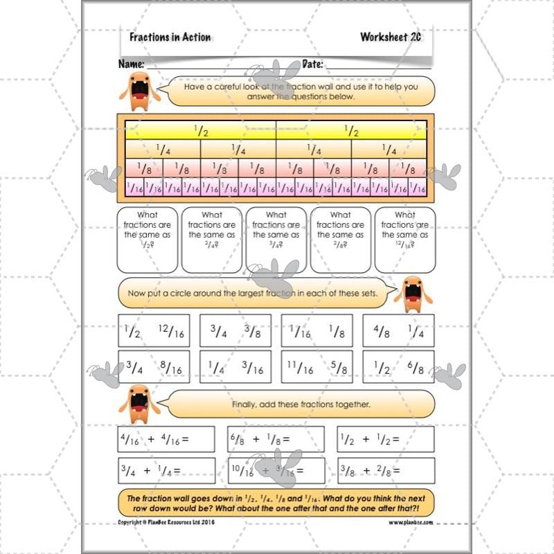 PlanBee Fractions in Action: KS2 Maths Year 3  Lesson Plans and Resources