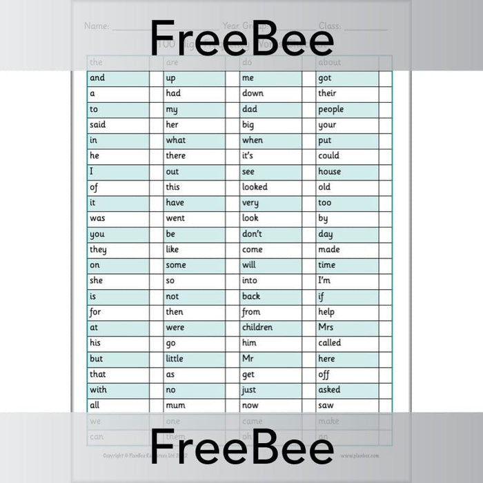 PlanBee FREE 100 High Frequency Words Flashcards | PlanBeeFREE 100 High Frequency Words Flashcards | PlanBee