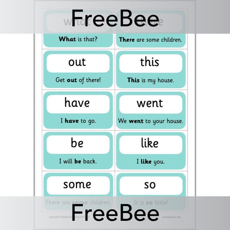 PlanBee FREE 100 High Frequency Words Flashcards | PlanBee
