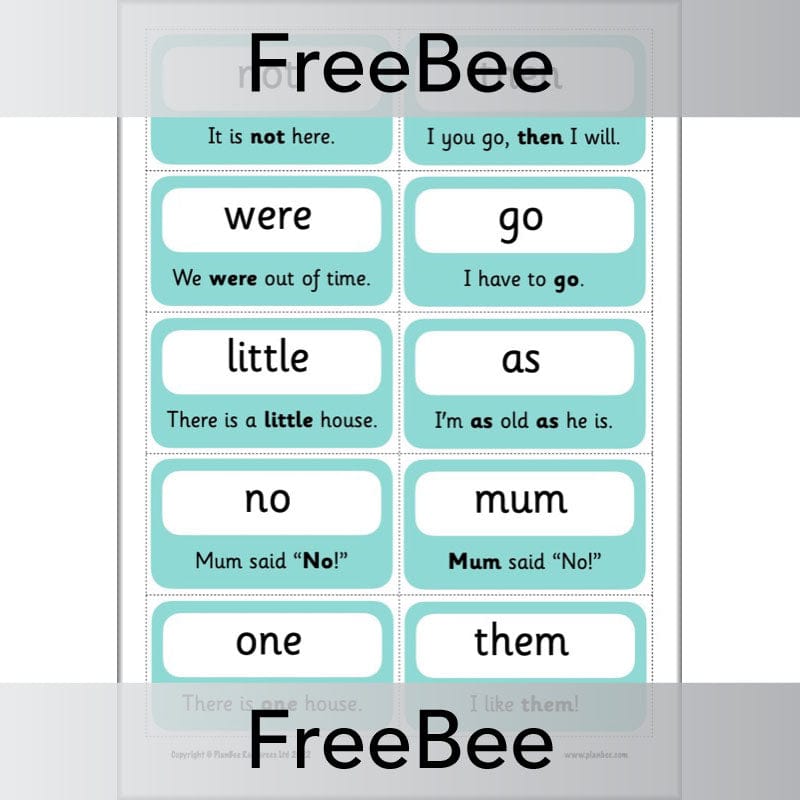 PlanBee FREE 100 High Frequency Words Flashcards | PlanBee