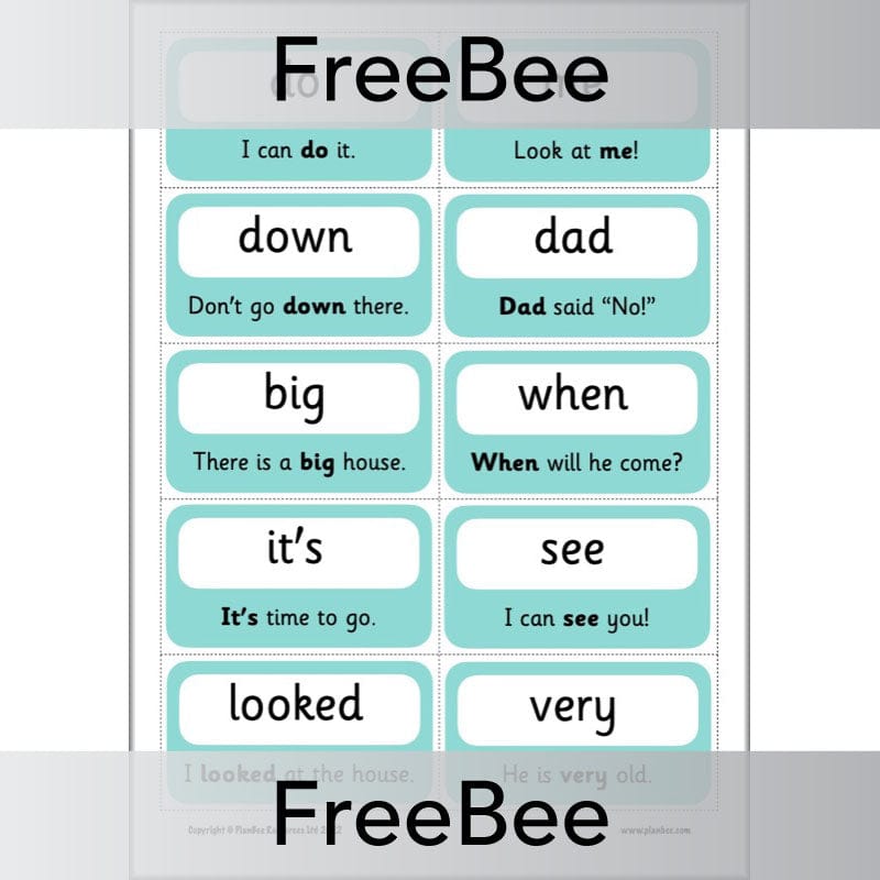 PlanBee FREE 100 High Frequency Words Flashcards | PlanBee