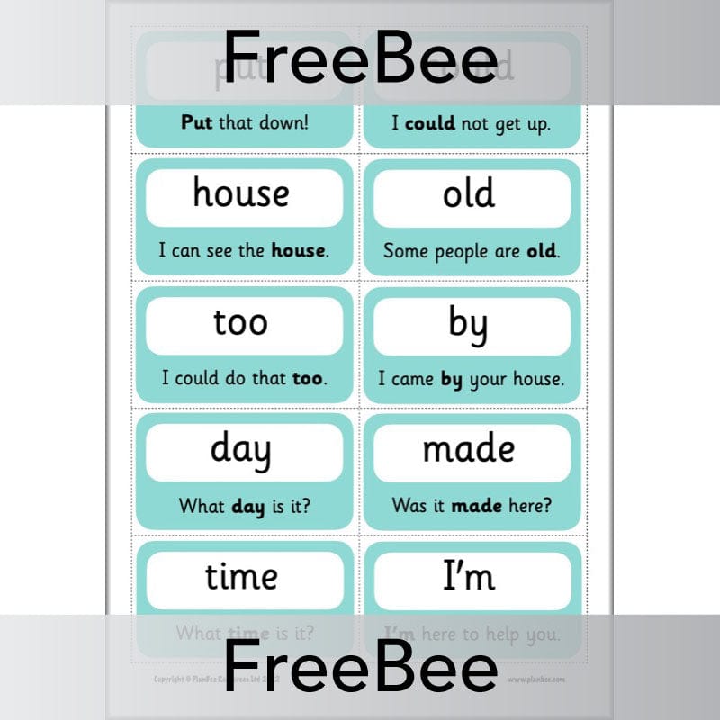PlanBee FREE 100 High Frequency Words Flashcards | PlanBee