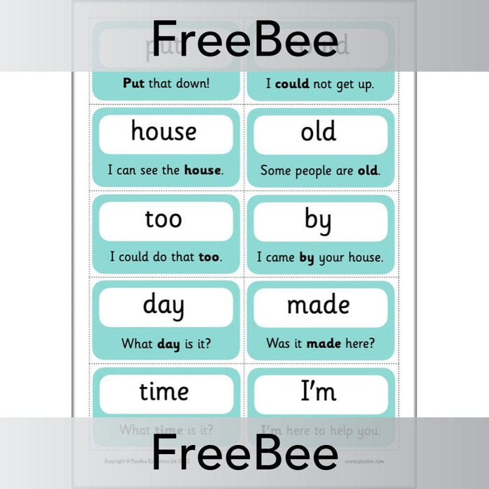 FREE 100 High Frequency Words Flashcards | PlanBee free-100-high-frequency-words-flashcards-planbee