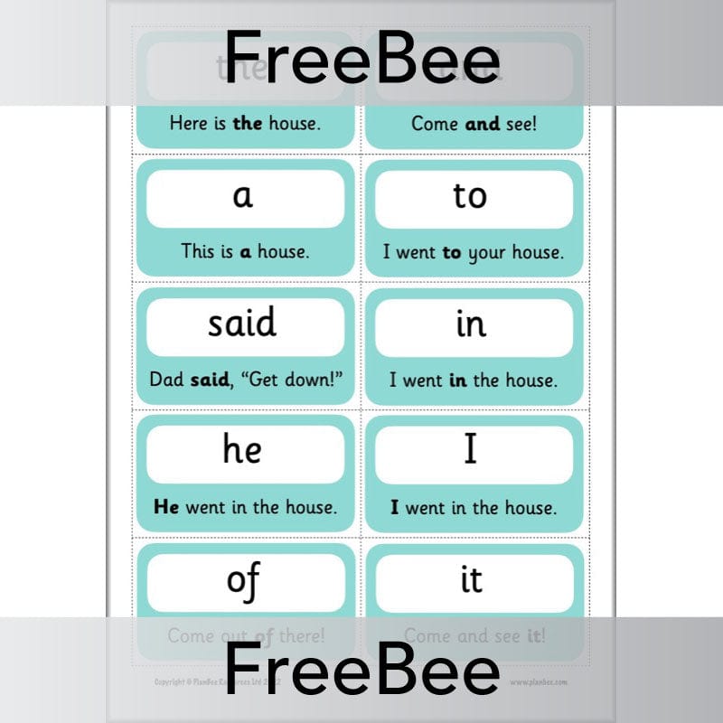 PlanBee FREE 100 High Frequency Words Flashcards | PlanBee