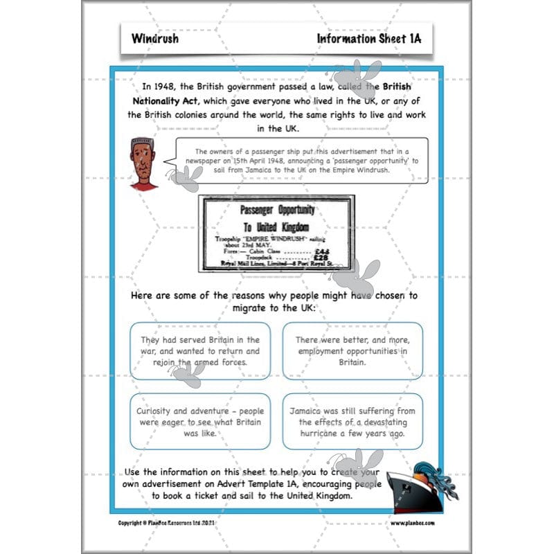 PlanBee Windrush KS2 History Lessons and Activities by PlanBee