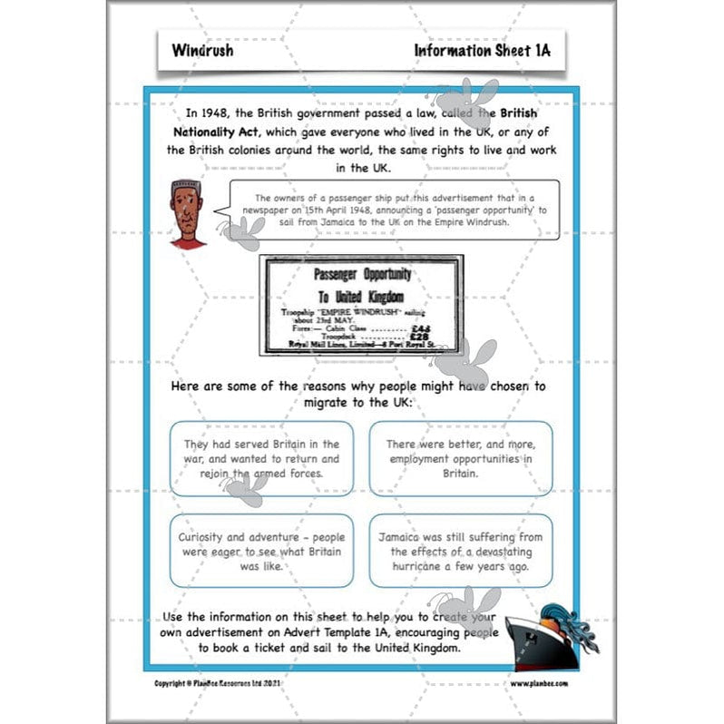 Windrush Diary Example Windrush KS2 History Lessons and Activities by PlanBee