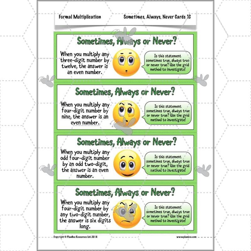 PlanBee Formal Multiplication - Multiplication & Division Year 5 Maths