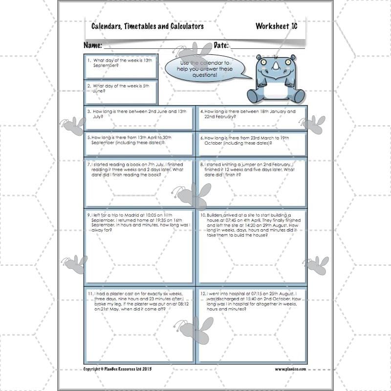 PlanBee Year 5 Time Lessons: Calendars and Timetables KS2