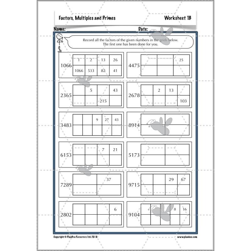 PlanBee Factors, Multiples & Primes - Year 6 Complete Maths Plans by PlanBee