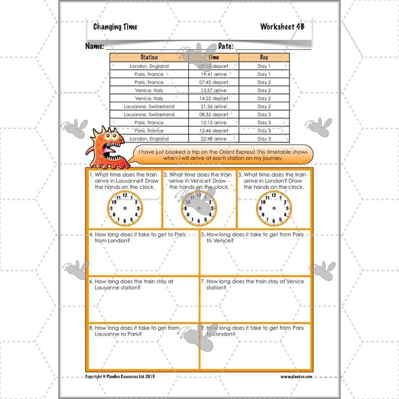 PlanBee Changing Time Year 5 Maths Lesson Planning Pack