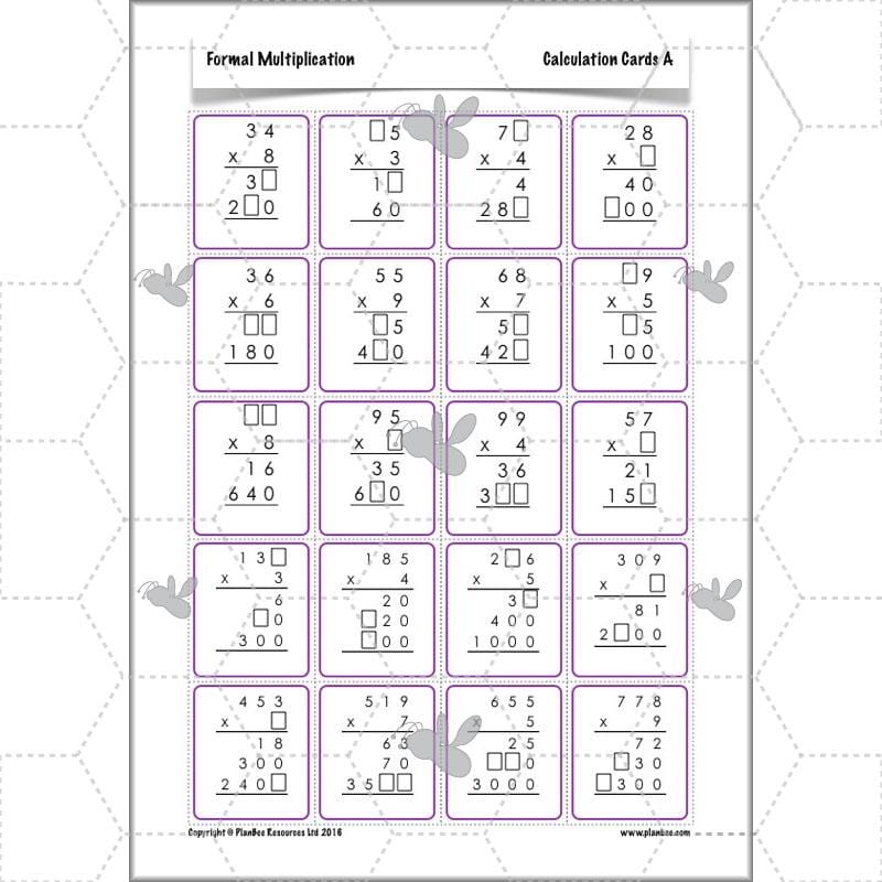 PlanBee Formal Multiplication - Multiplication & Division Year 5 Maths