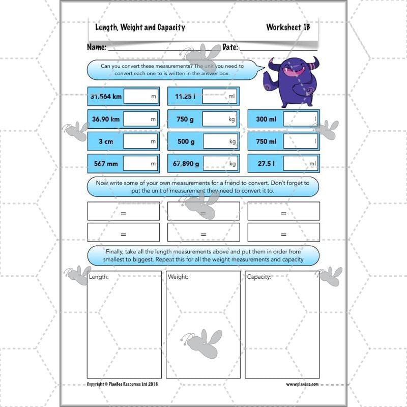 PlanBee Length, Weight & Capacity - Year 5 Maths Planning - Measurement