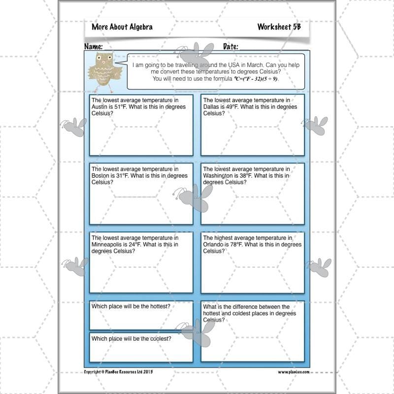 PlanBee More About Algebra: Year 6 algebra worksheets