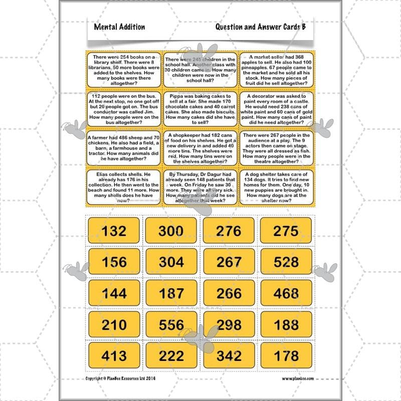 PlanBee Mental Addition: KS2 Maths Addition and Subtraction Year 3