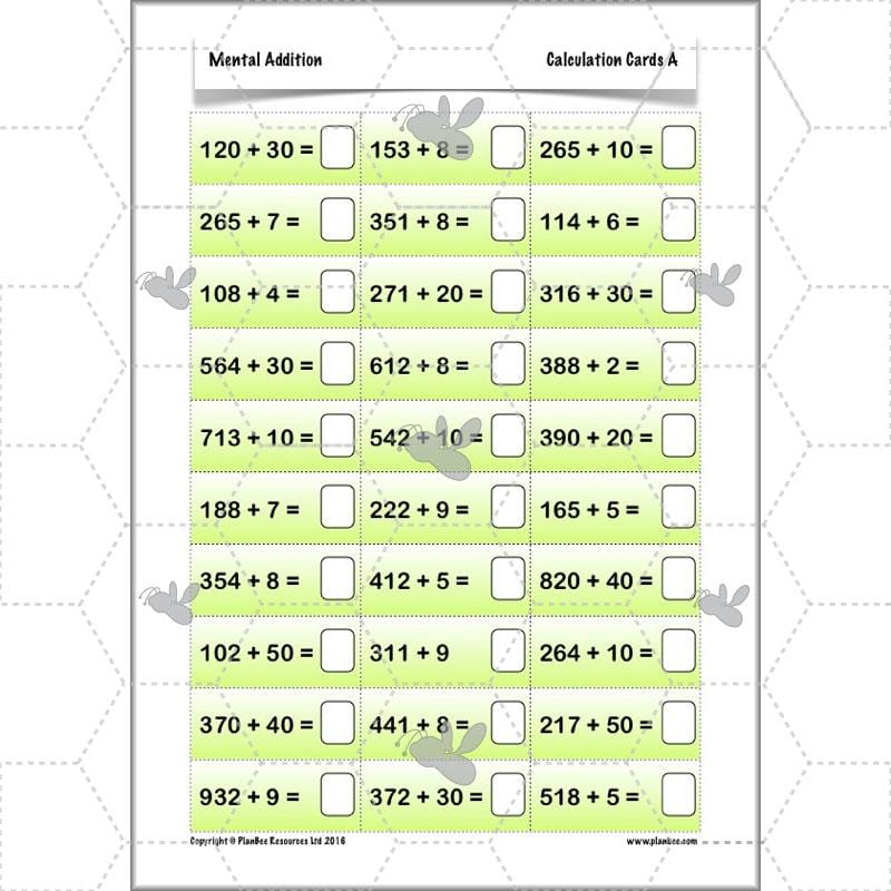 PlanBee Mental Addition: KS2 Maths Addition and Subtraction Year 3