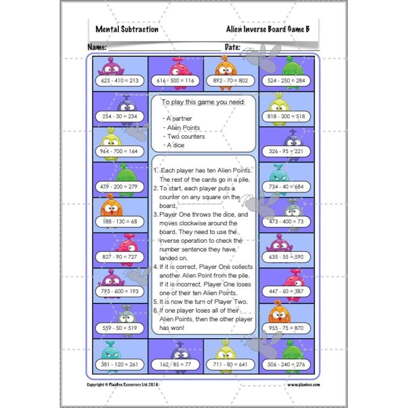 PlanBee Mental Subtraction: Addition and Subtraction Year 3 Maths
