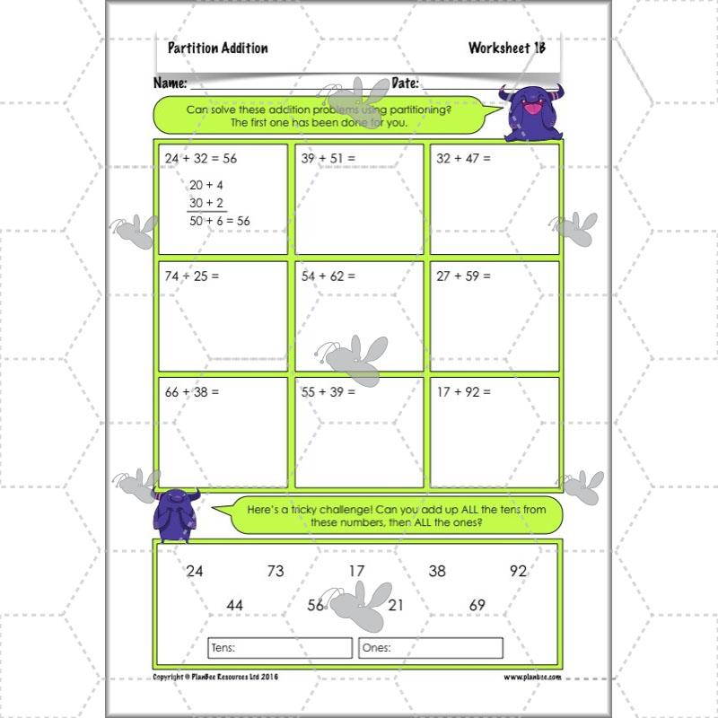 PlanBee Partition Addition: Year 3 Primary Maths Lessons and Resources