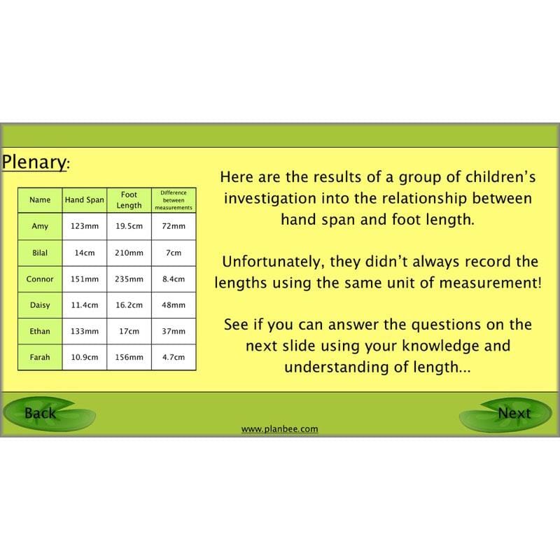 PlanBee Recording Length - Measurement Maths Lessons for Year 4