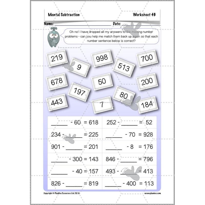 PlanBee Mental Subtraction: Addition and Subtraction Year 3 Maths