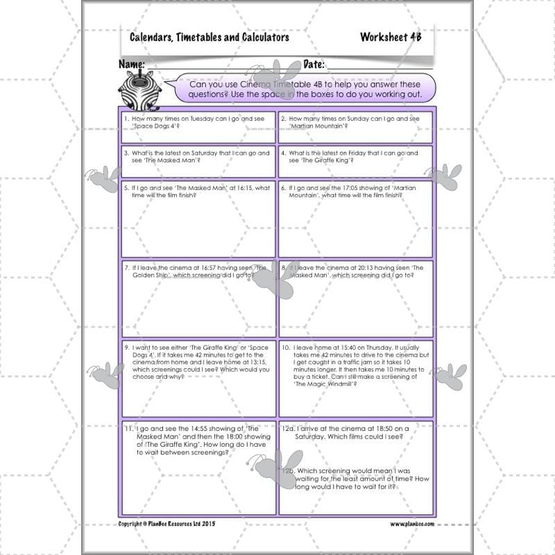 PlanBee Year 5 Time Lessons: Calendars and Timetables KS2