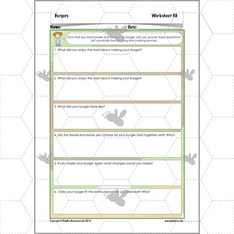 PlanBee KS2 Kids Burger Recipe Lessons by PlanBee