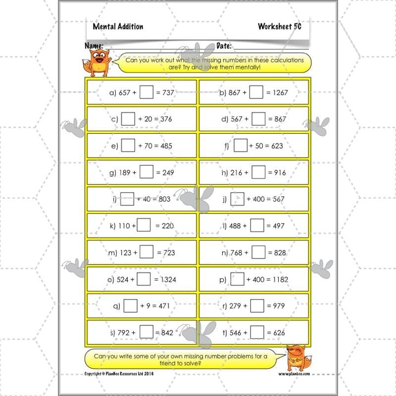 PlanBee Mental Addition: KS2 Maths Addition and Subtraction Year 3