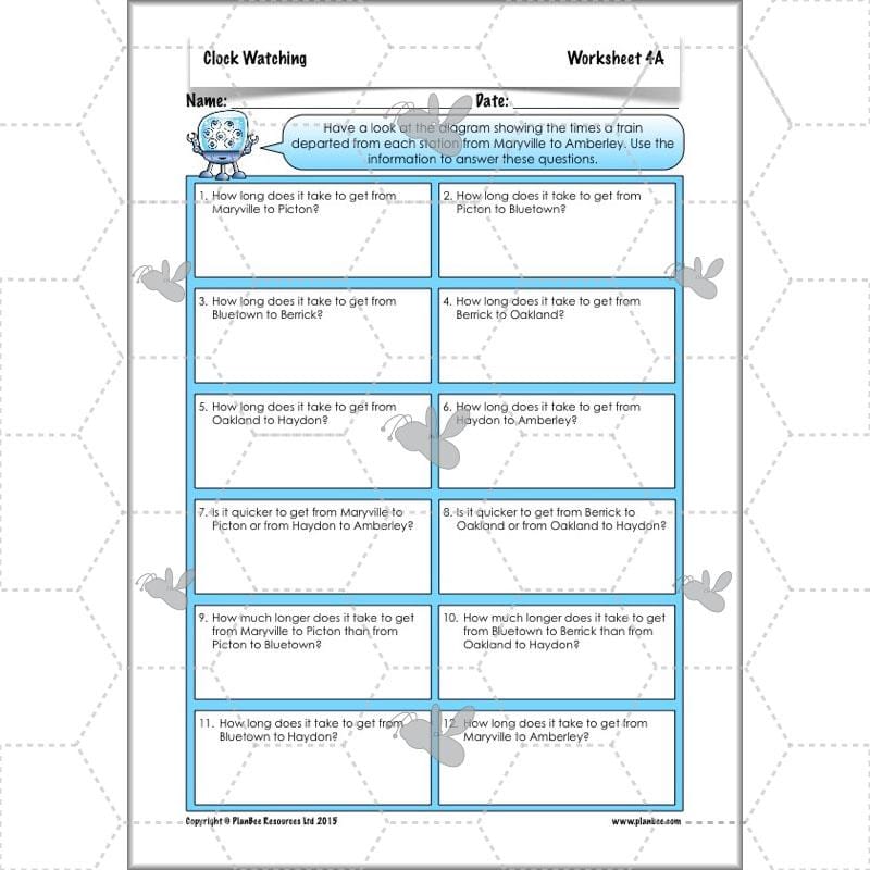 PlanBee Clock Watching | Time Year 3 Maths Lesson Activity Pack