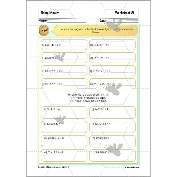 PlanBee Using Money - Complete Year 6 Maths Planning - Measurement