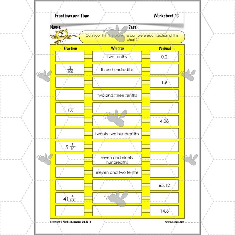 PlanBee Fractions and Time - Year 4 Primary Maths Resources