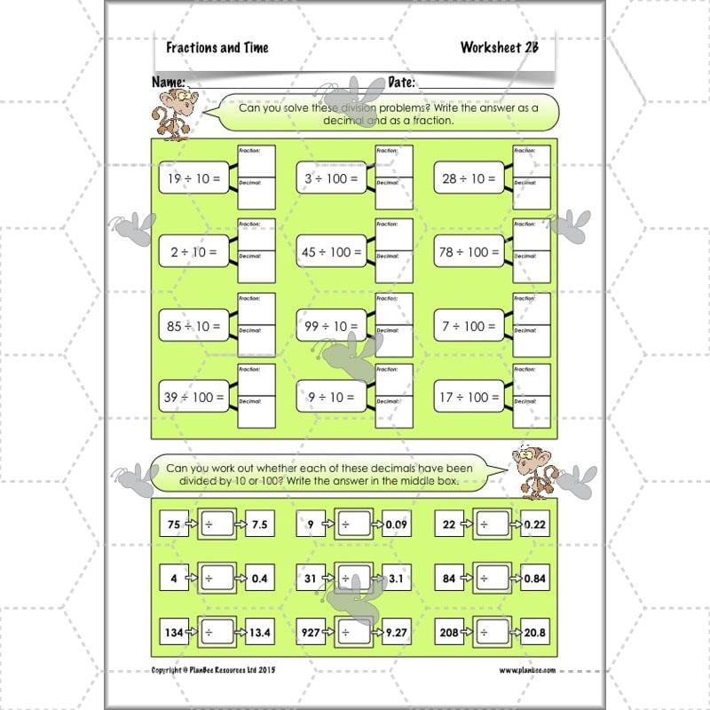 PlanBee Fractions and Time - Year 4 Primary Maths Resources