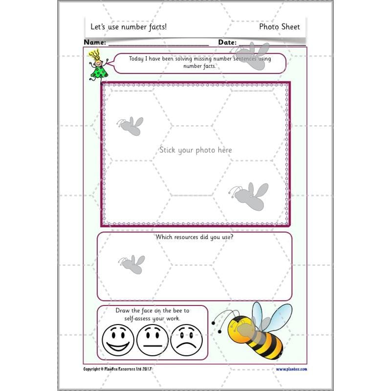 PlanBee Let's use number facts - Year 1 Maths activity pack