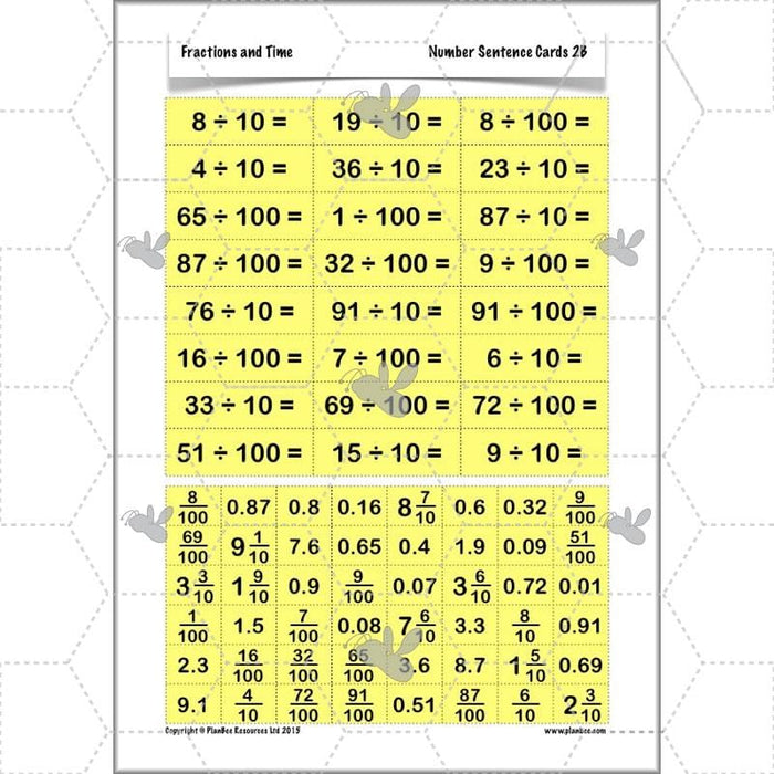 PlanBee Fractions and Time - Year 4 Primary Maths Resources