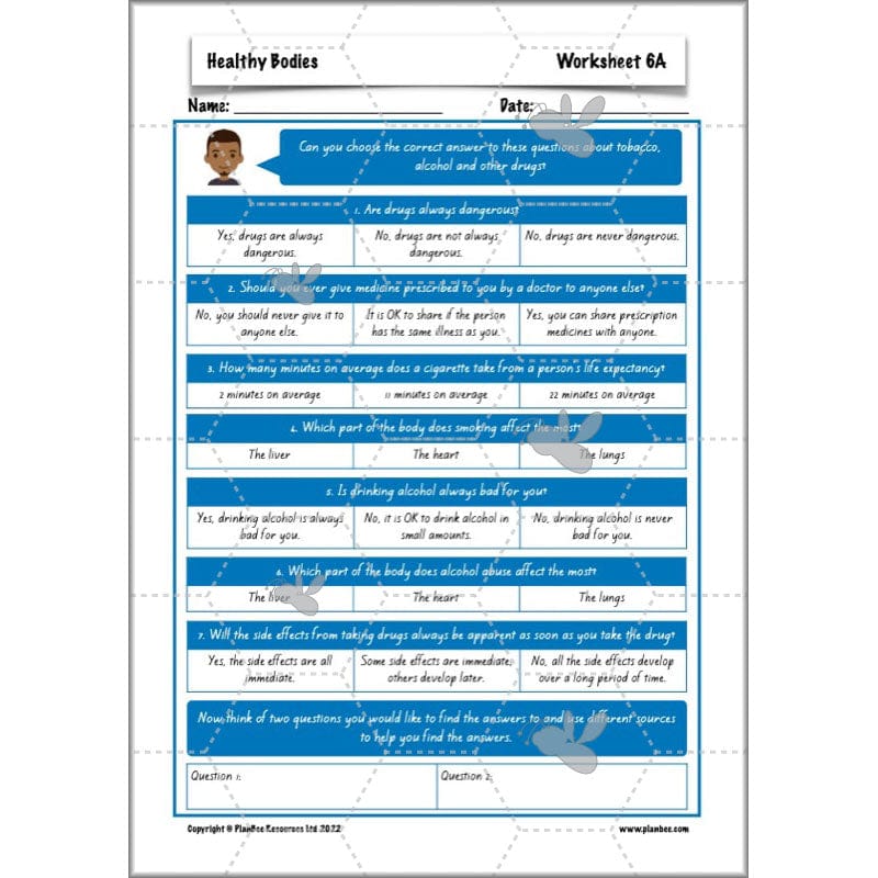 PlanBee Healthy Bodies Animals including Humans Year 6 Planning