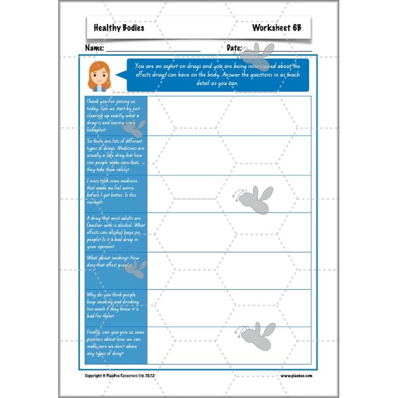 PlanBee Healthy Bodies Animals including Humans Year 6 Planning