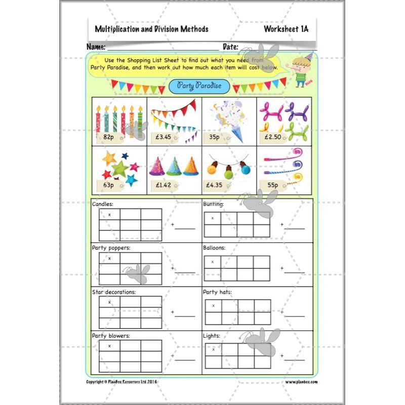PlanBee Multiplication and Division Methods: Primary Maths Lessons for Year 4