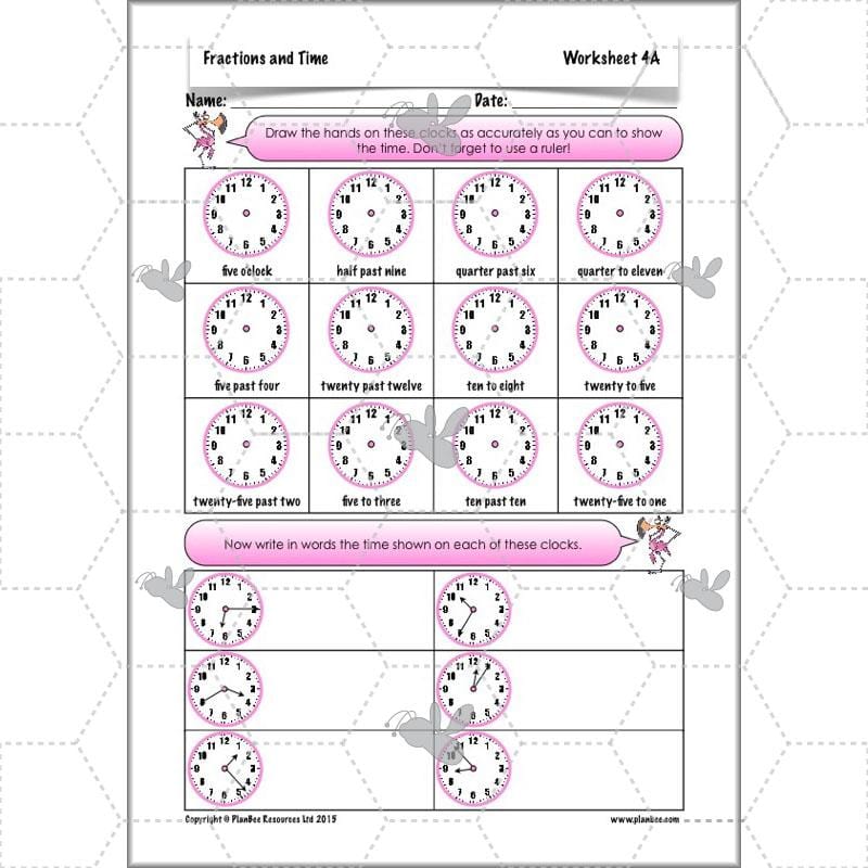 PlanBee Fractions and Time - Year 4 Primary Maths Resources