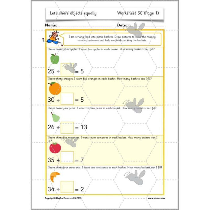 PlanBee Let's share objects equally: Year 1 multiplication and division